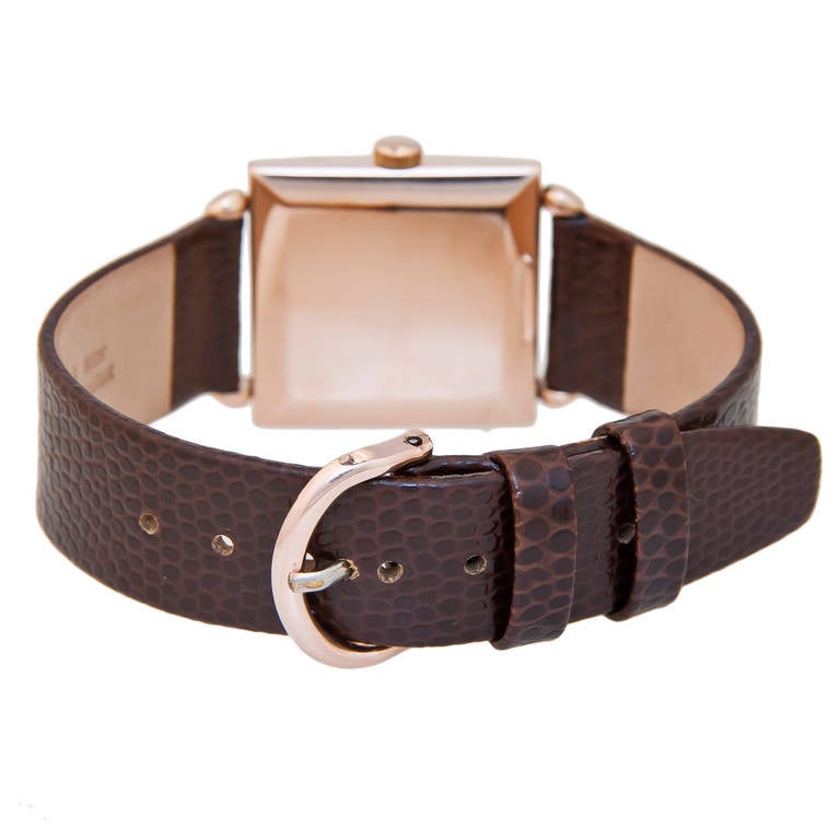 Quadratische Armbanduhr aus Roségold von Patek Philippe aus den 1940er Jahren im Zustand „Gut“ in Chicago, IL