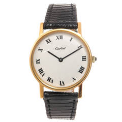Cartier Vermeil Large Manual Wind White Dial Wristwatch