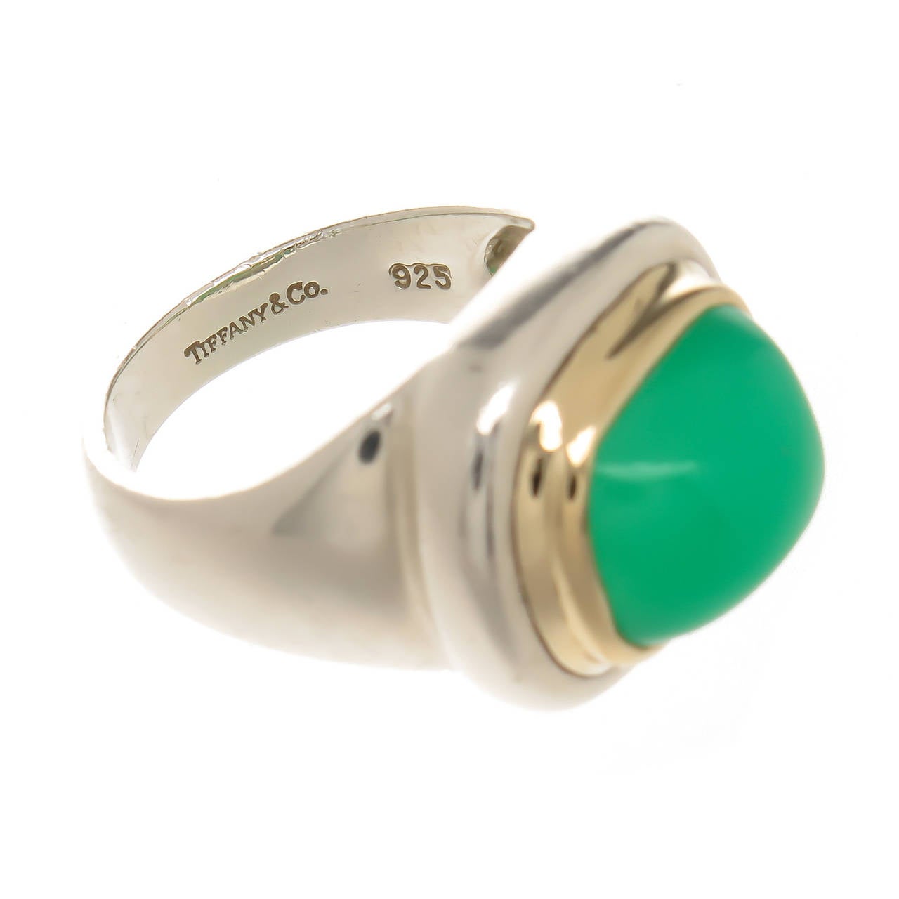 Tiffany & Co. Paloma Picasso Chrysoprase Silver Gold Dome Ring In Excellent Condition In Chicago, IL