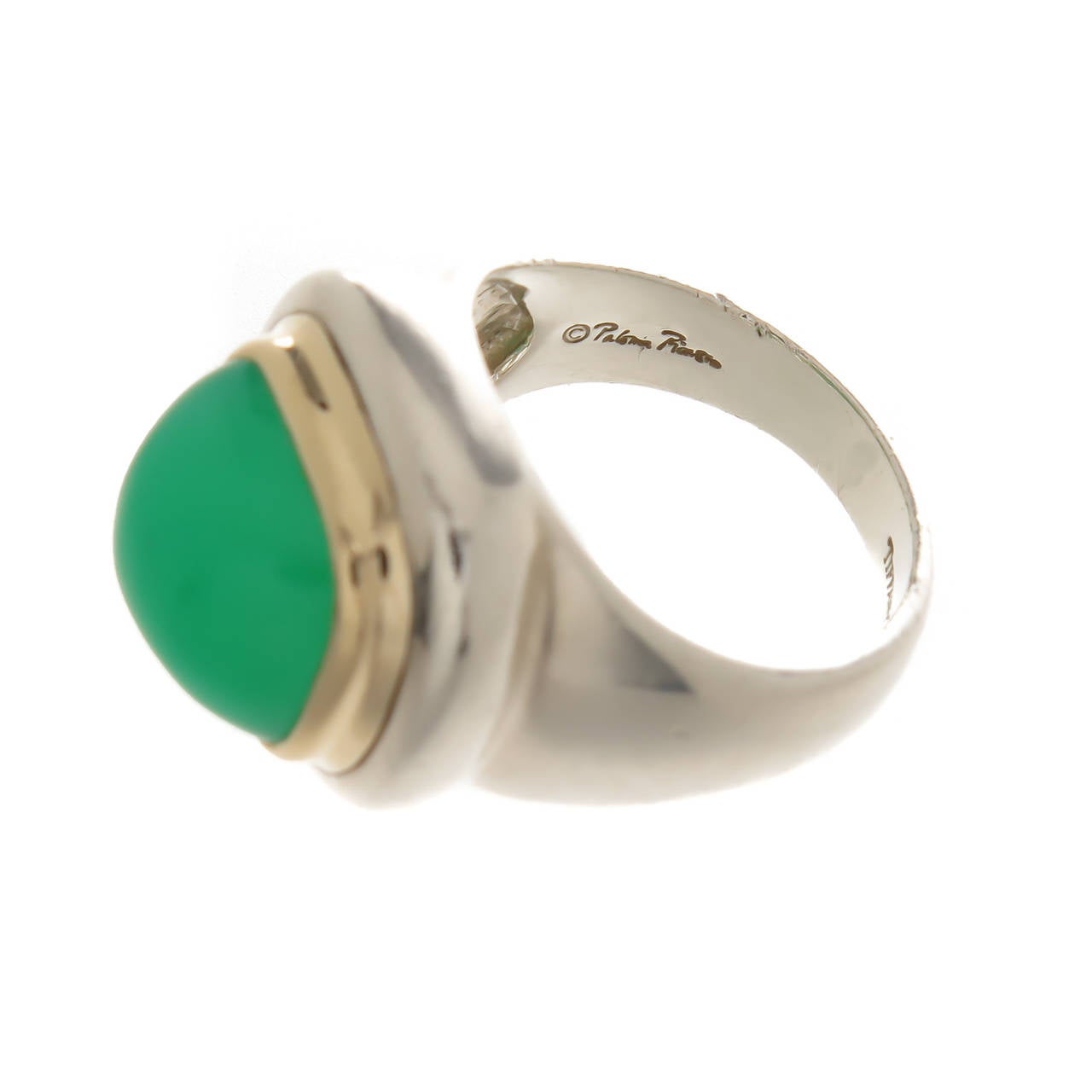 Women's Tiffany & Co. Paloma Picasso Chrysoprase Silver Gold Dome Ring