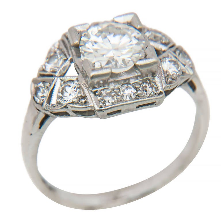 Edwardian Diamond Platinum Engagement Ring circa 1920s