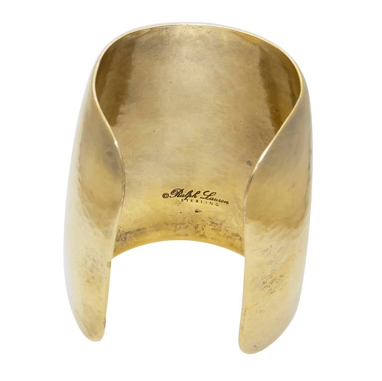 Ralph Lauren Gilt Silver Large Cuff Bracelet In Excellent Condition In Chicago, IL