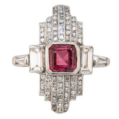 Art Deco Natural Spinel Diamond Ring