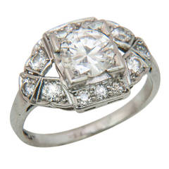 Vintage Diamond Platinum Engagement Ring circa 1920s