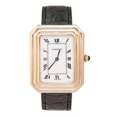 Vintage Cartier Yellow Gold Christallor Wristwatch with Stepped Bezel circa 1970s