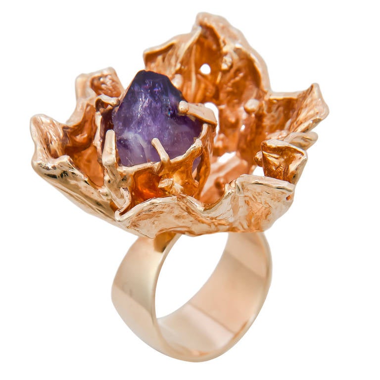 John Rorvig Large Gold Free Form Ring
