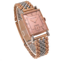 LeCoultre Steel and Rose Gold Wrist Watch 1940s