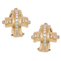 Tiffany & Co. Diamond Gold Signature Earrings