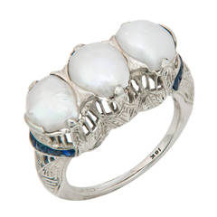 Antique Natural Pearl Sapphire Ring