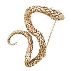 Erwin Pearl Gold Snake Brooch