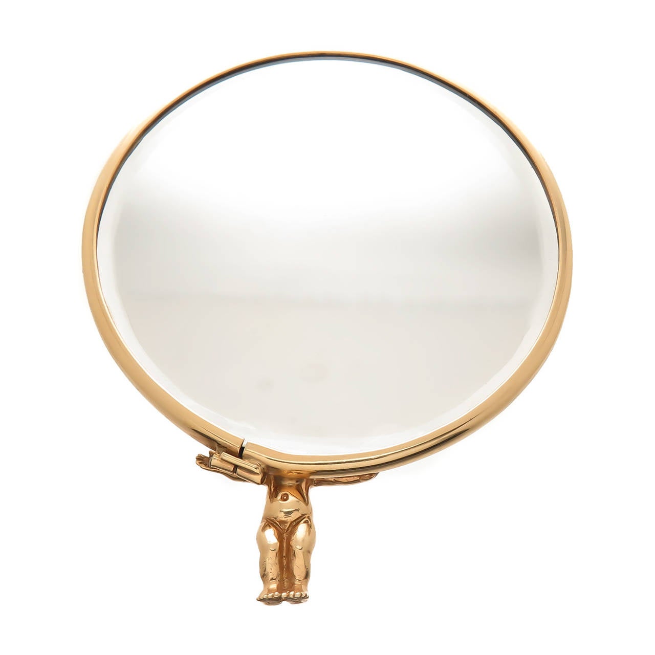 Ruser solid Gold Framed Evening Bag Mirror For Sale 1