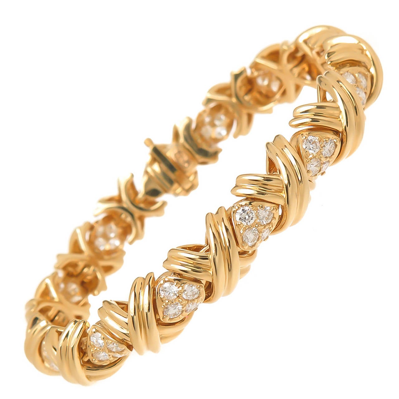 Tiffany & Co. Diamond Gold Signature X Link Bracelet