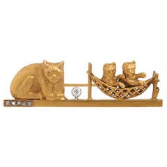 Yellow Gold Kittens Brooch