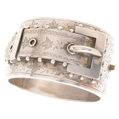 Antique 1880s Silver Buckle Form Bangle Bracelet