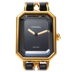 Chanel Lady's Gold-Plate and Leather Premier Wristwatch circa 1990s