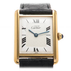 Cartier SIlver-Gilt Vermeil Must de Cartier Tank Wristwatch circa 1990s