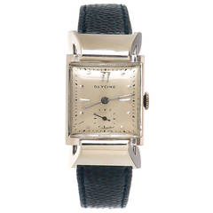 Glycine White Gold Hollywood Movie Presentation Wristwatch circa 1950s