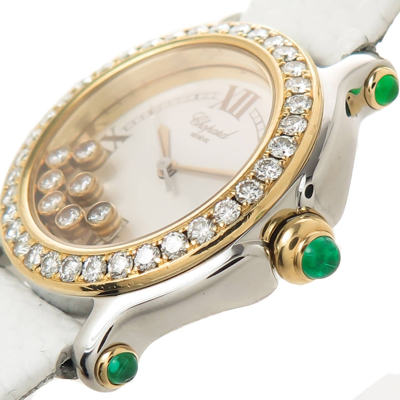 Chopard Lady's Stainless Steel, Yellow Gold and Diamond Happy Sport Wristwatch In Excellent Condition In Chicago, IL