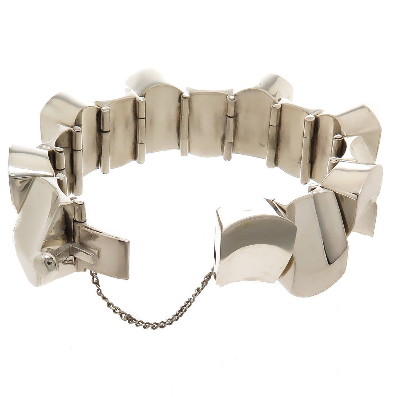 Antonio Pineda Hinged Mid Century Sterling Silver Bracelet
