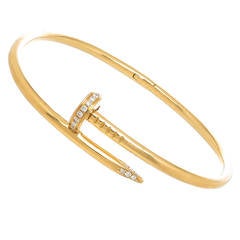 Louis Vuitton 18 Karat Yellow Gold Diamond Clous Bangle Bracelet at 1stDibs