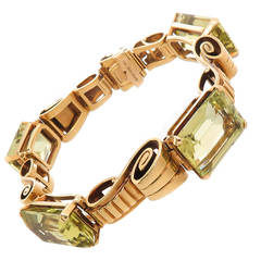 Tiffany & Co. Light Green Quartz and Gold Bracelet