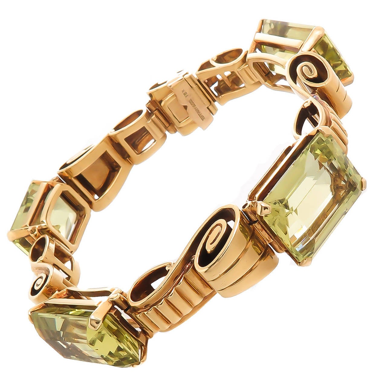 Tiffany & Co. Light Green Quartz and Gold Bracelet