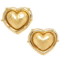 Tiffany and Co. Paloma Picasso Gold Heart Ear Clips at 1stDibs