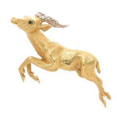 Tiffany & Co. Diamond Gold Gazelle Brooch