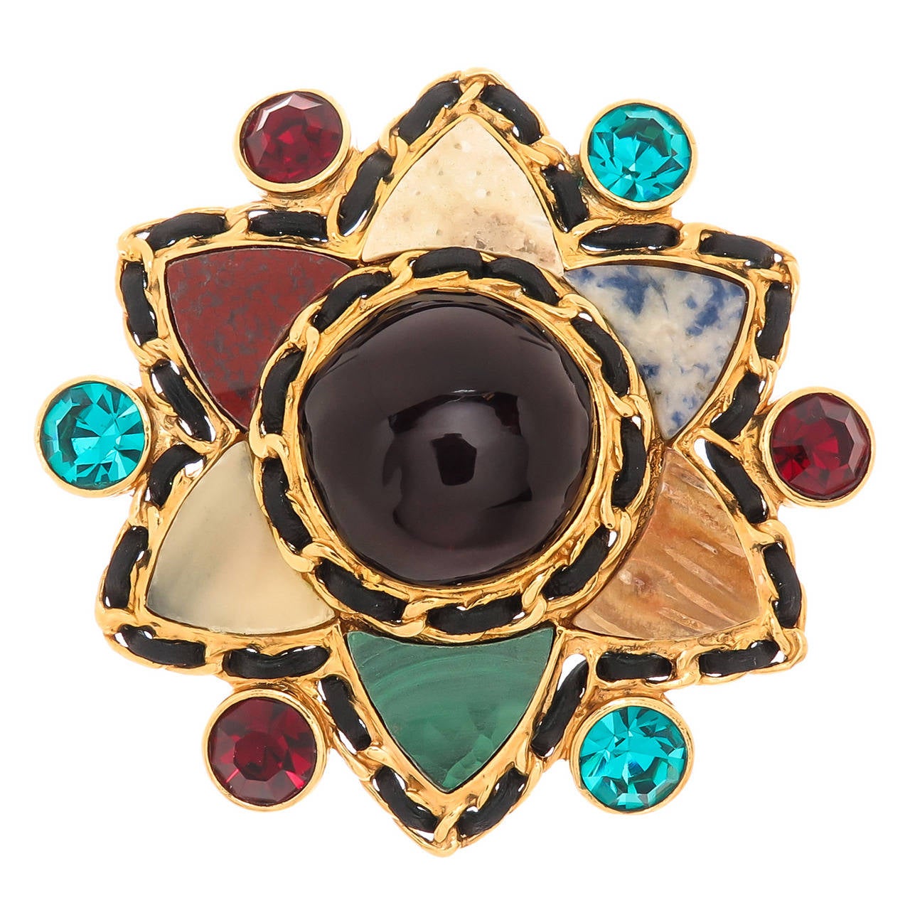 Chanel Gripoix Glass and Stone Set Large Brooch