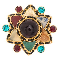 Chanel Gripoix Glass and Stone Set Large Brooch