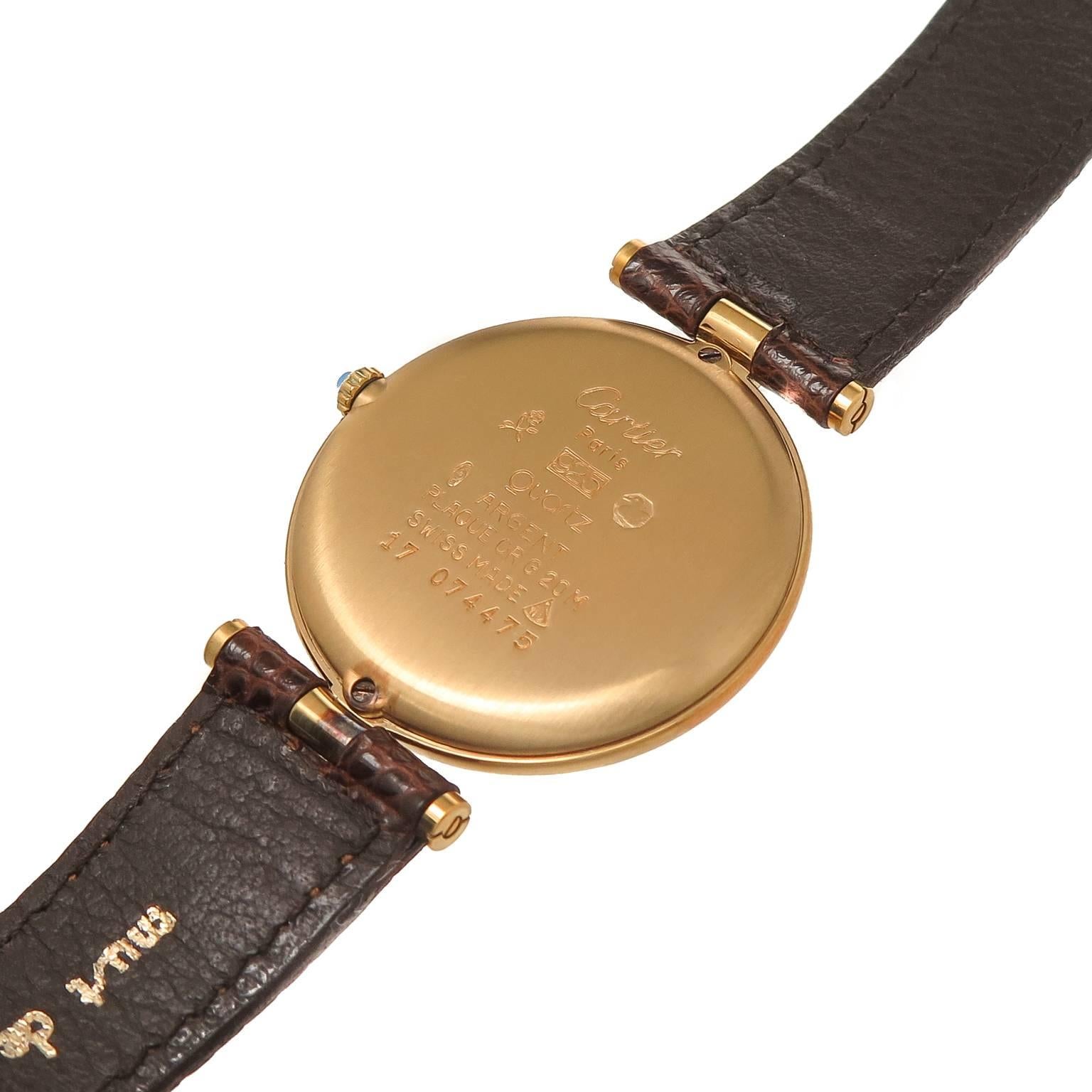 Women's or Men's Cartier Vermeil Large Vendome Quartz Wrist Watch