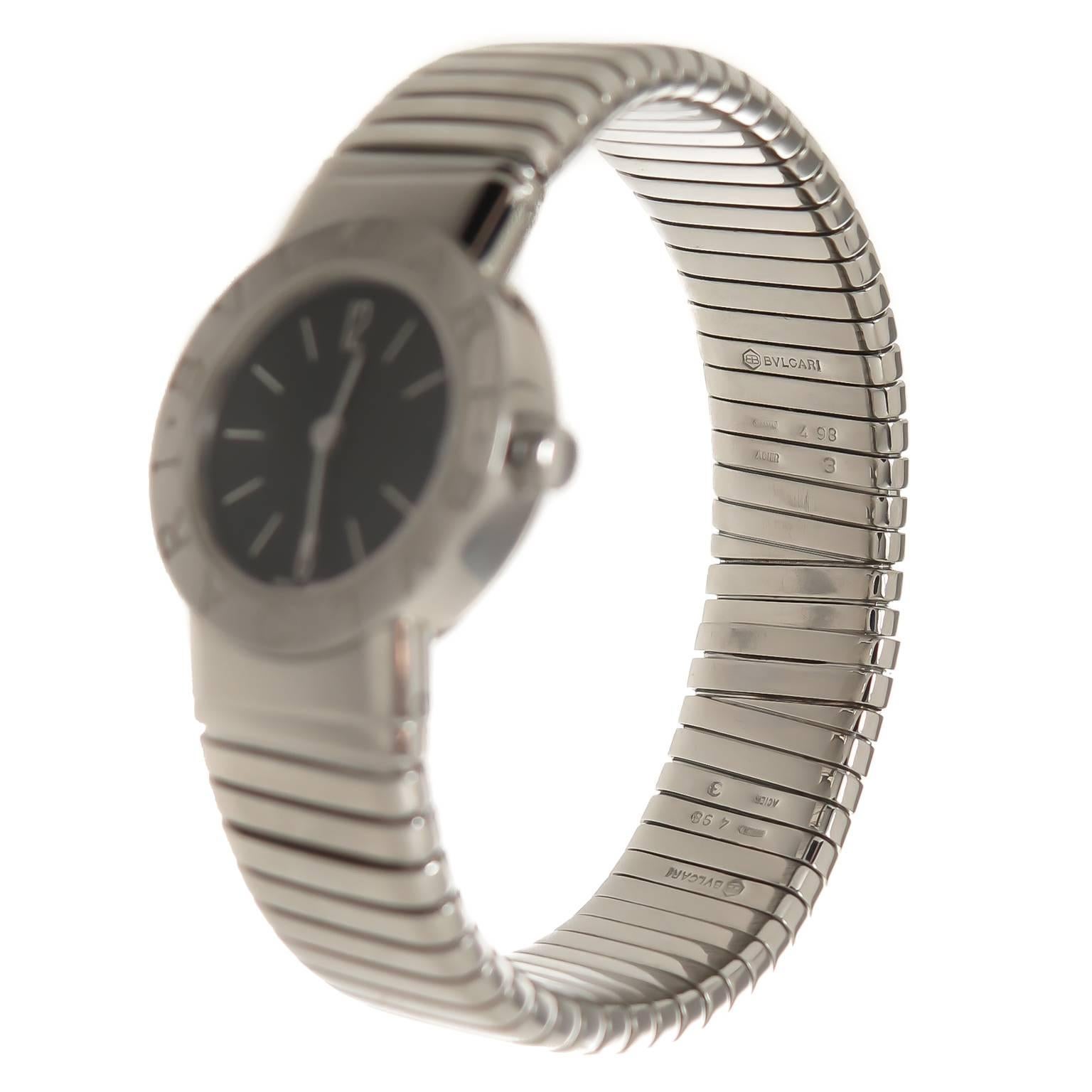 Bulgari Lady's Stainless Steel Tubogas Quartz Wristwatch In Excellent Condition In Chicago, IL