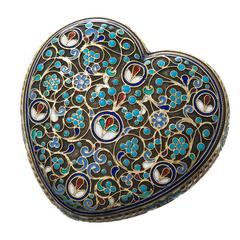 Russian Enamel and Gem set Heart shape box for Tiffany & Company