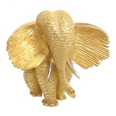 Henry Dunay Gold Platinum Elephant Brooch