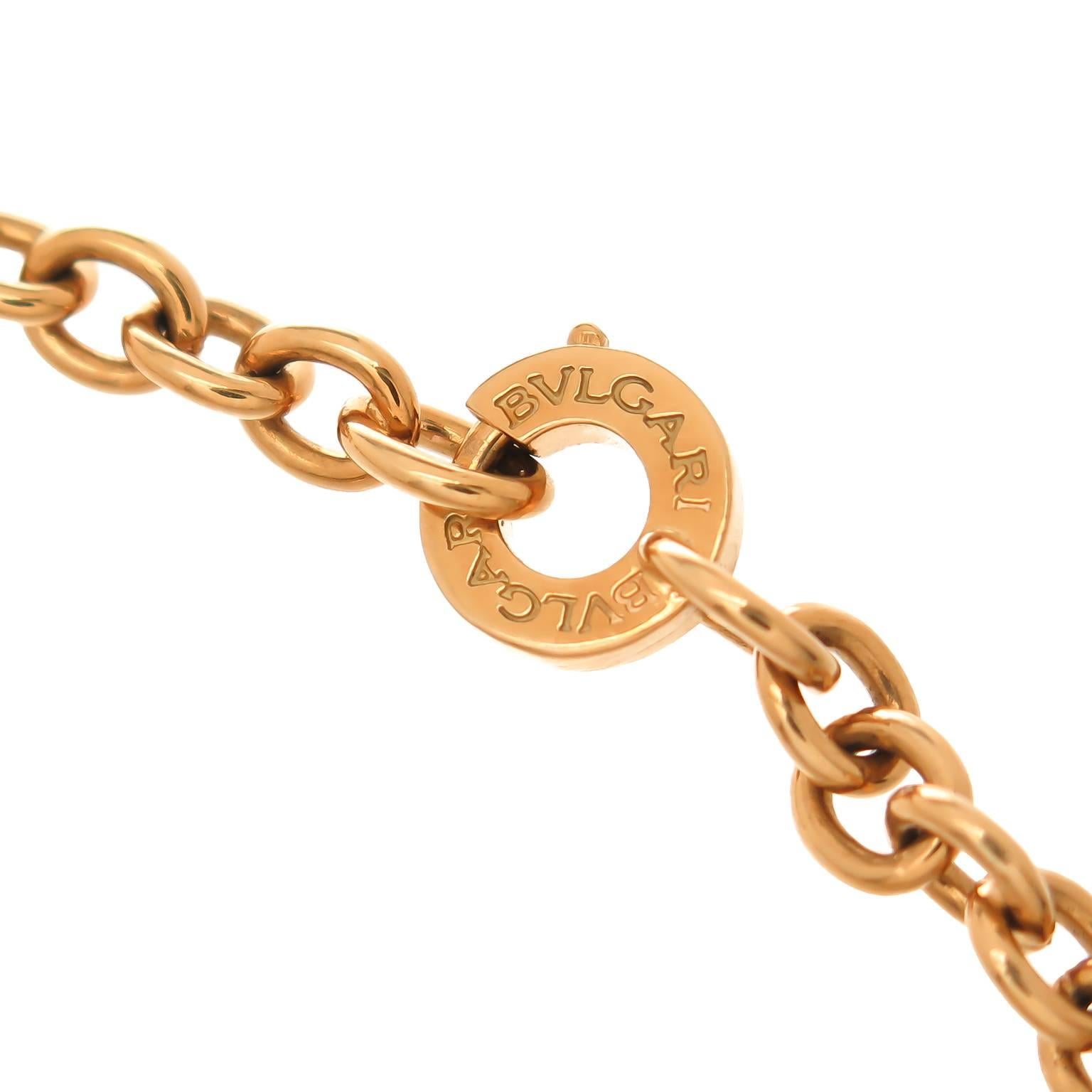 Bulgari Gold Bracelet with Diamond Snowflake Charm In Excellent Condition In Chicago, IL