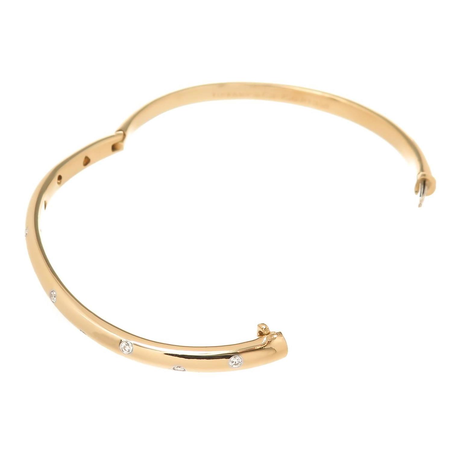 Tiffany and Co. Etoile Diamond gold Platinum Bangle Bracelet at 1stdibs