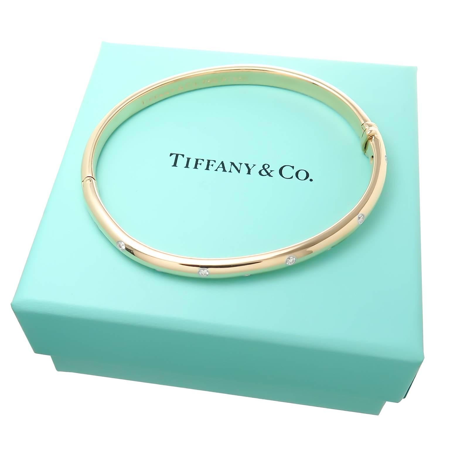 Tiffany & Co. Etoile Diamond gold Platinum Bangle Bracelet 1