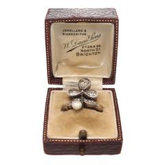 Rose cut Diamond Natural Pearl Silver gold Clover Ring