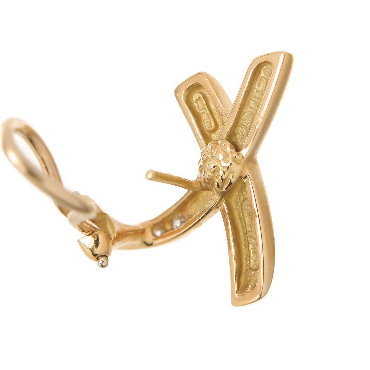 Tiffany and Co. paloma Picasso diamond gold X Earrings at 1stdibs