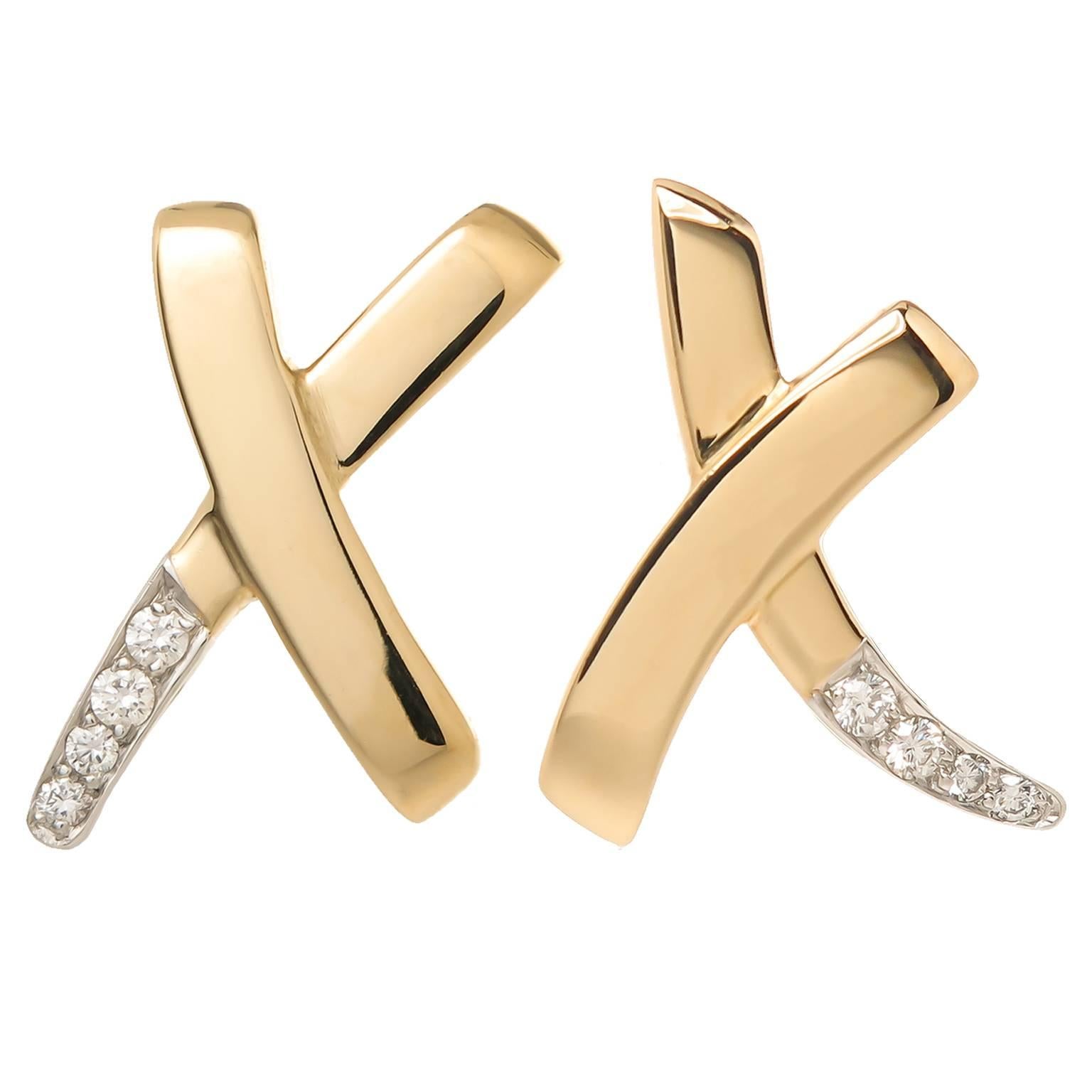 Tiffany & Co. paloma Picasso diamond gold X Earrings