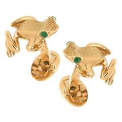 Tiffany and Co. Gem set gold Frog Cufflinks at 1stDibs | tiffany frog