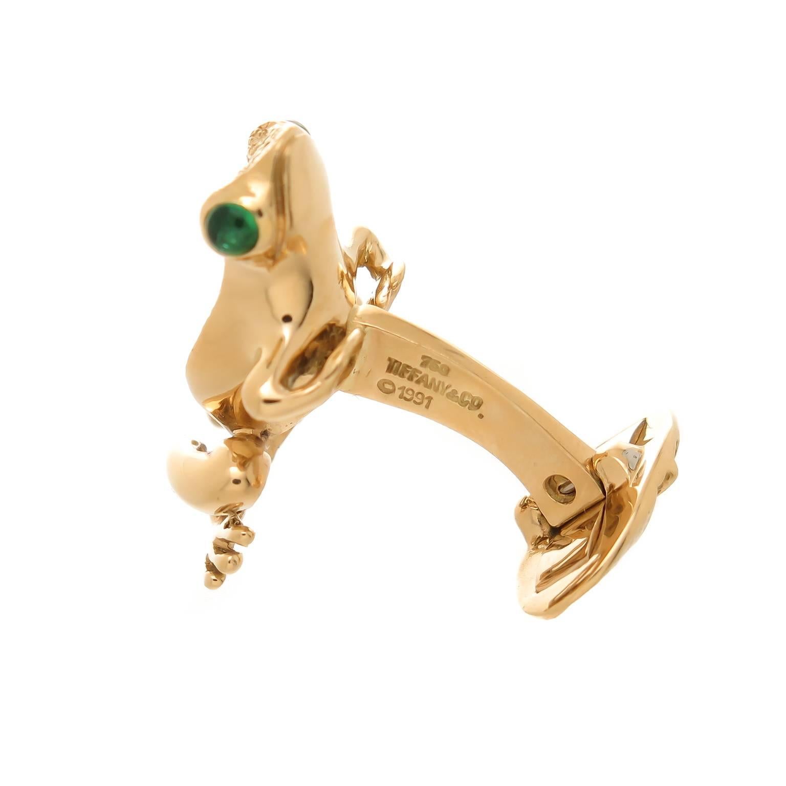Tiffany & Co. Gem set gold Frog Cufflinks 2