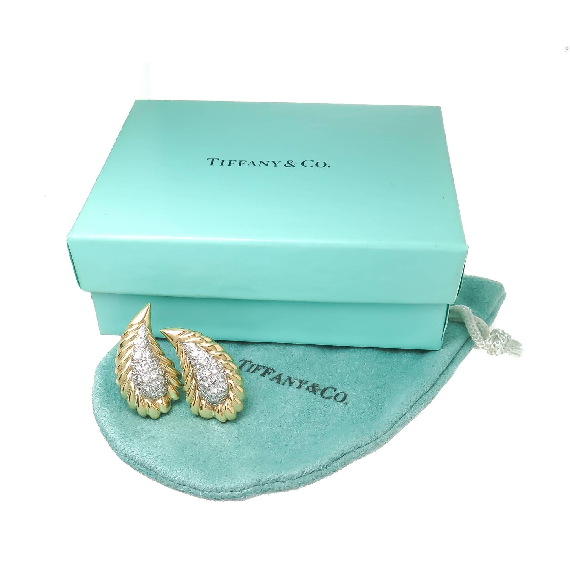 Tiffany & Co. Diamond Gold Earrings In Excellent Condition In Chicago, IL