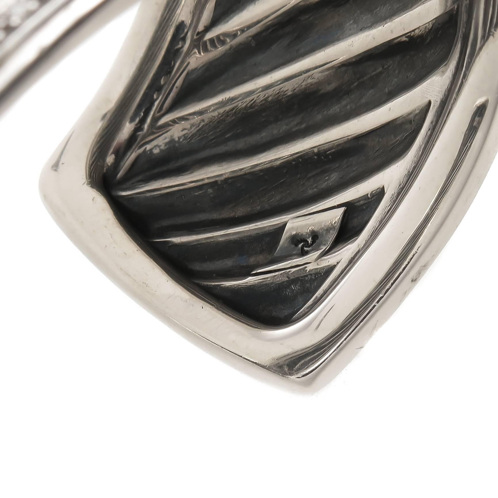 David Yurman Große Silber und Diamant Vollblut Manschette Armband Damen