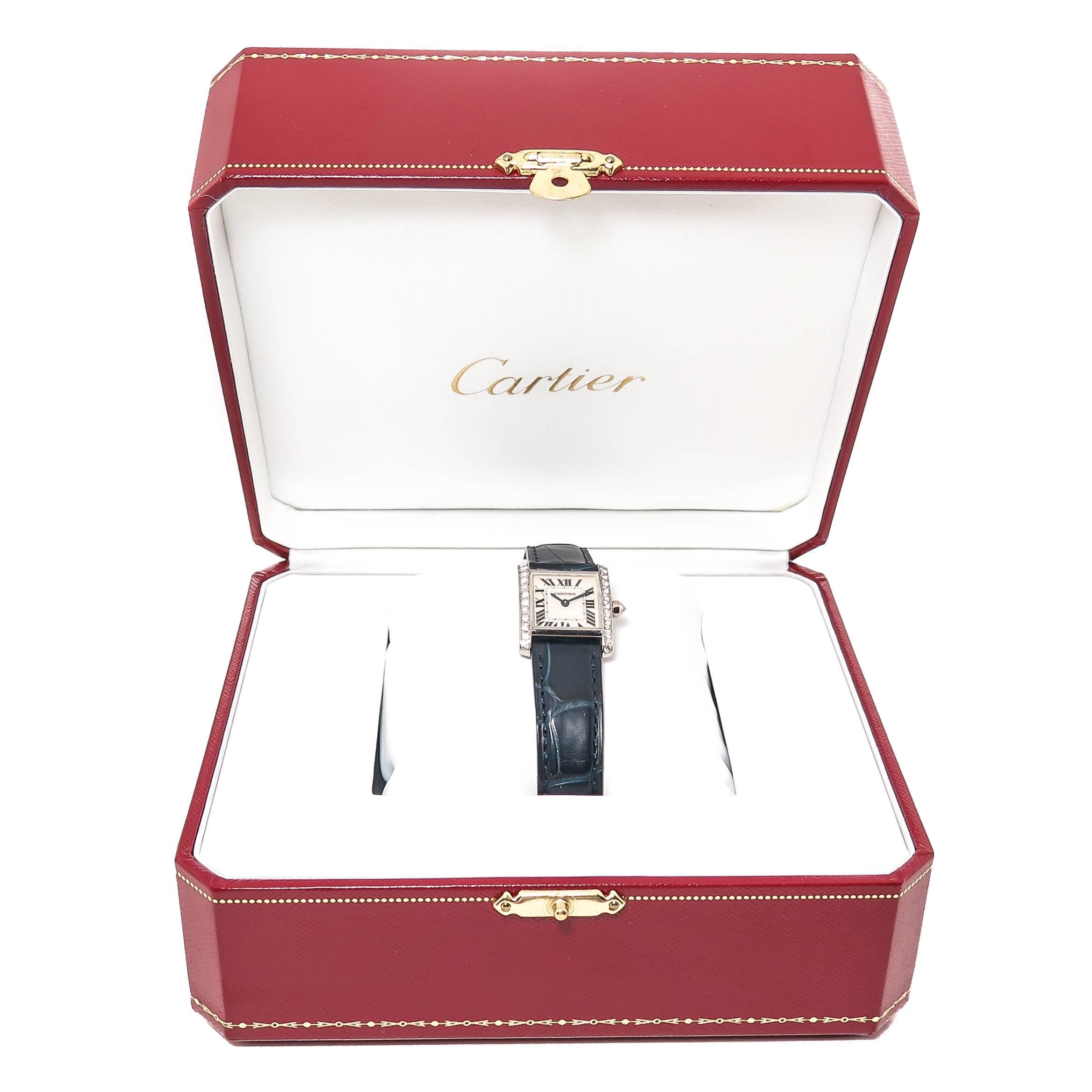 Cartier Lady's White Gold Tank Francaise Quartz Wristwatch 1