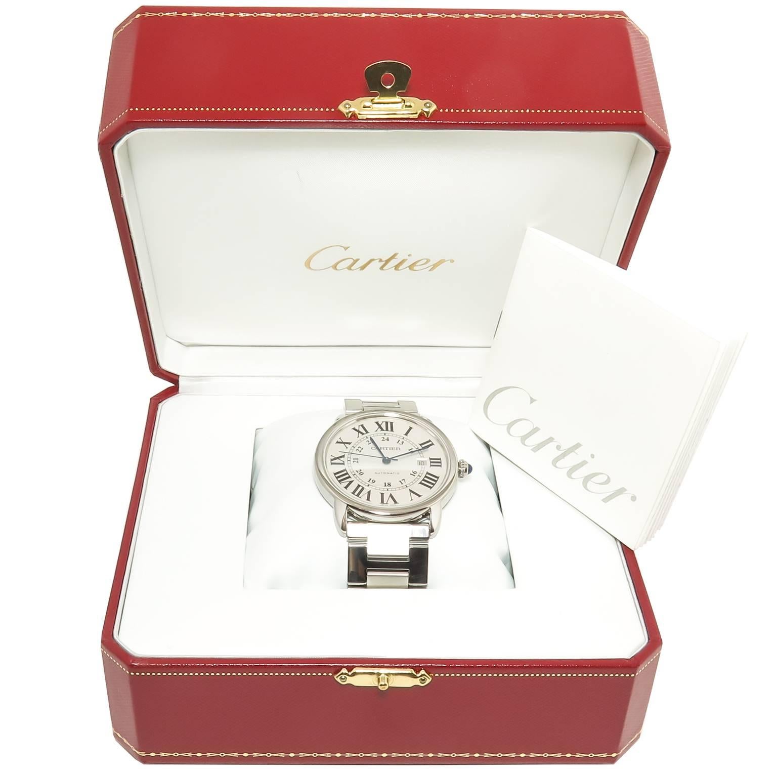 Women's or Men's Cartier Stainless Steel Ronde Solo De Cartier Large Automatic Wristwatch