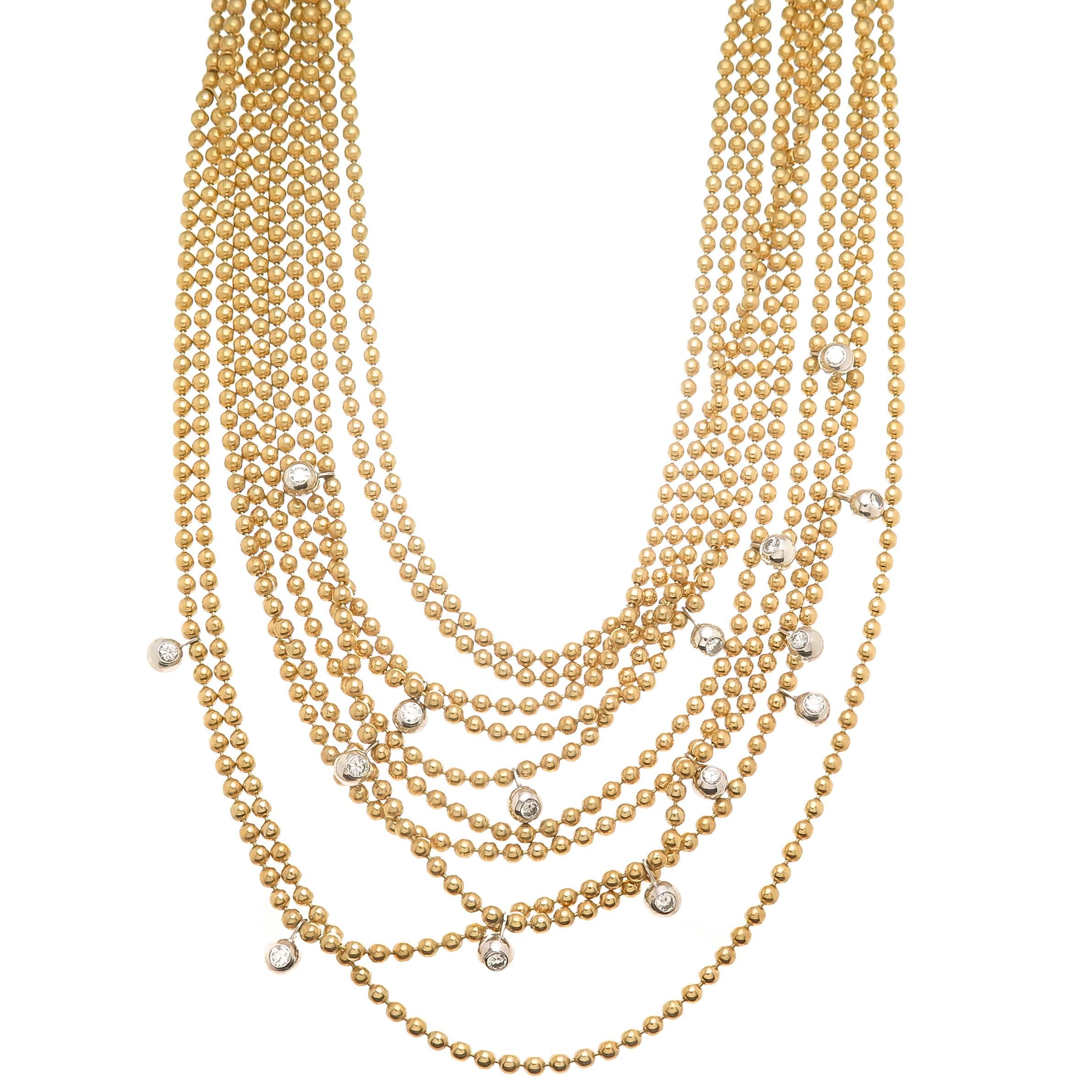 Cartier Draperie De Decollete 10 Row Diamond Gold Necklace