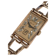 Mathey Tissot 1940s Retro Rose Gold and Diamond Dial Mechanical Bracelet Watch