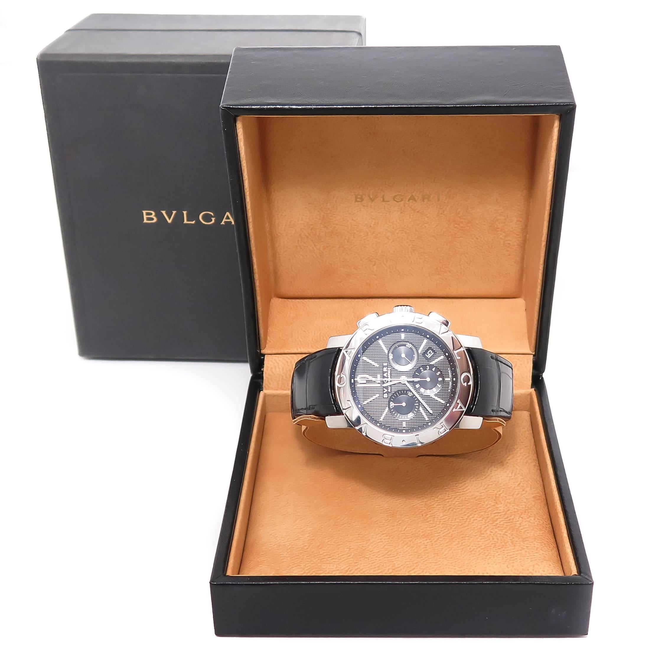 Bulgari Stainless Steel Chronograph Automatic Wristwatch Ref BB 42SL 1