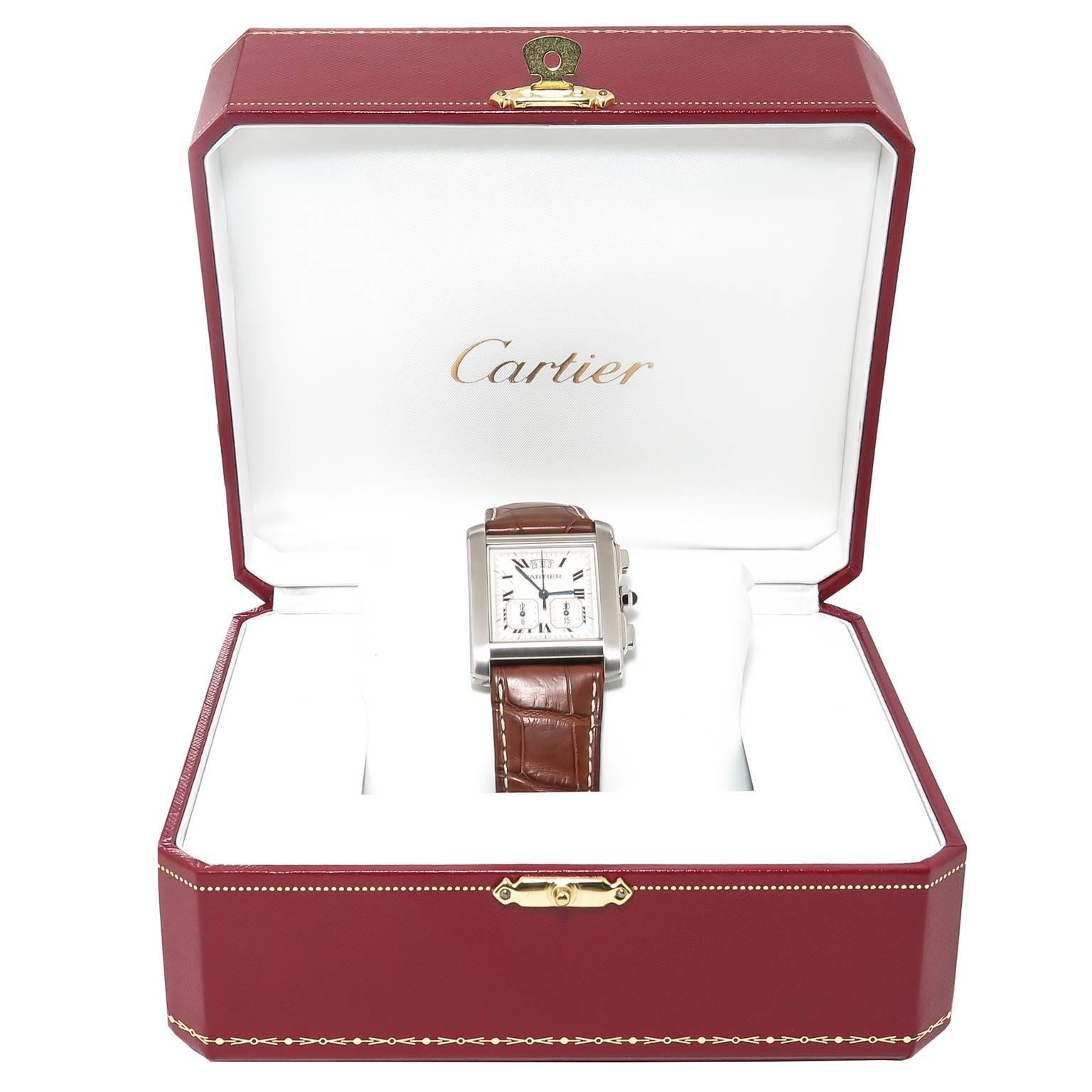 Women's or Men's Cartier Stainless Steel Tank Francaise Yearling Chronograph Quartz Wristwatch